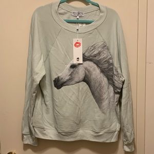 NWT Wildfox Sweater with Horse print, size L